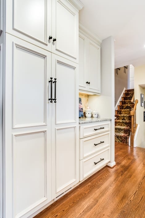Alexandria Kitchen Remodel custom Keyline cabinets in Bisque White with Van Dyke Brown glaze