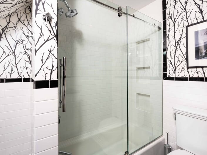 Alexandria Bathroom Remodel with Century Centec Barn style shower door