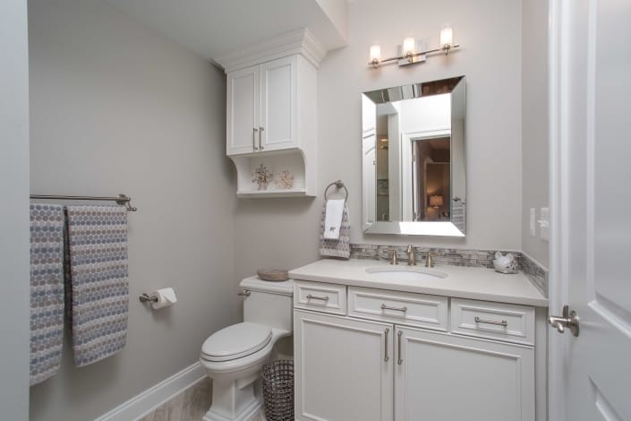 Bathroom remodeling, Alexandria VA with Kohler Memoirs toilet, Waypoint vanity cabinet in white