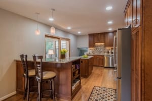 Annandale custom Kitchen remodel with Crystal cabinets in cherry with toasted rye stain