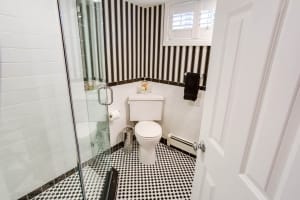 Bathroom Remodeling, Arlington, VA with ceramic tile Wayfair Elite Derecha black and white flooring