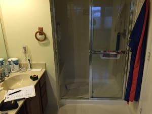 Master bathroom remodeling, Centreville, VA shower stall, before photo3
