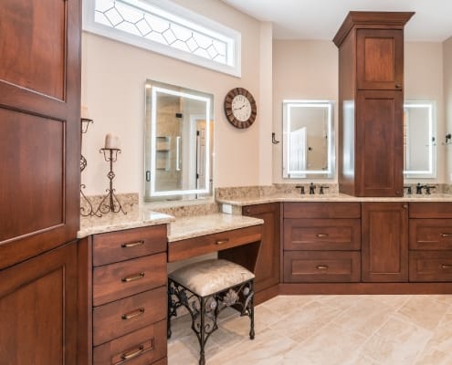 McLean, VA traditional primary bathroom remodel with quartz countertops