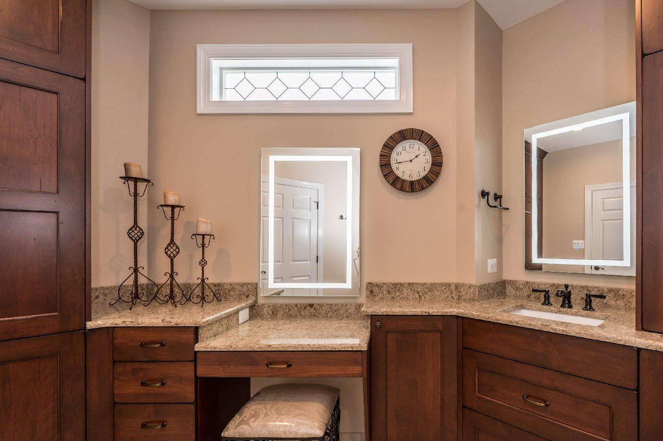 Luxurious primary bath remodel with traditional finishes and oil rubbed bronze fixtures