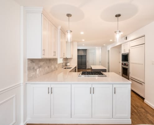 Kitchen Remodel, Alexandria, VA in all white, with white cabinets and white countertops