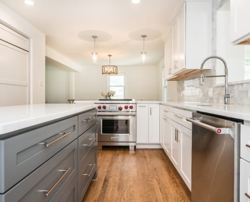 Alexandria kitchen remodel modern style with sleek Cambria countertops and Keyline island cabinetry
