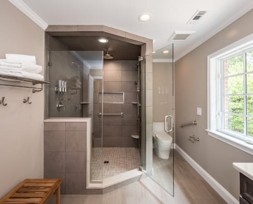 Bathroom remodeling in McLean, VA with large contemporary walk in shower