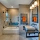 Custom Bath remodeling Arlington VA with oil rubbed bronze fixtures and a towel warmer