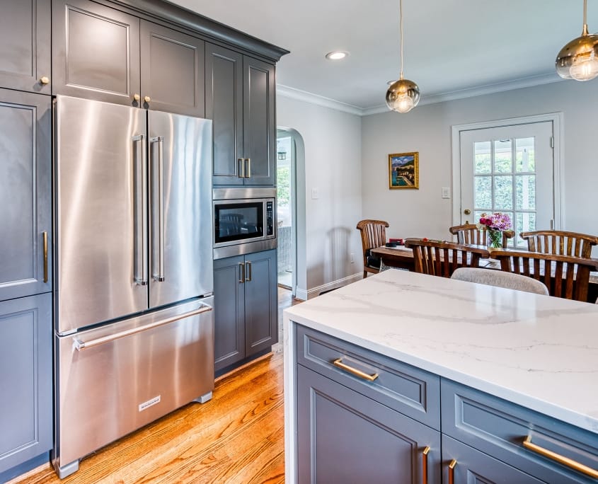 Arlington Kitchen Remodel - countertops and refrigerator with stainless steel interior design