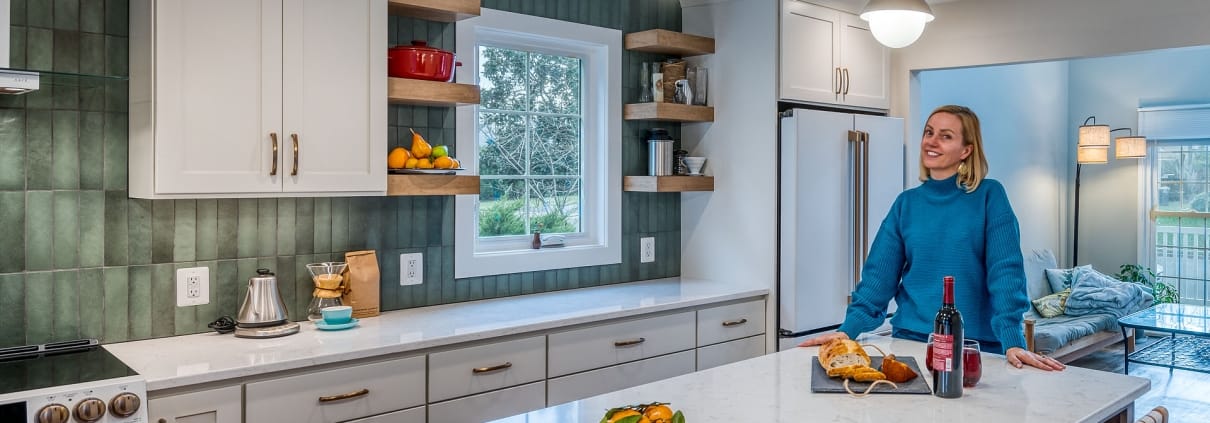 Fairfax Kitchen remodel with designer Rachel DeFor showing off her sleek design