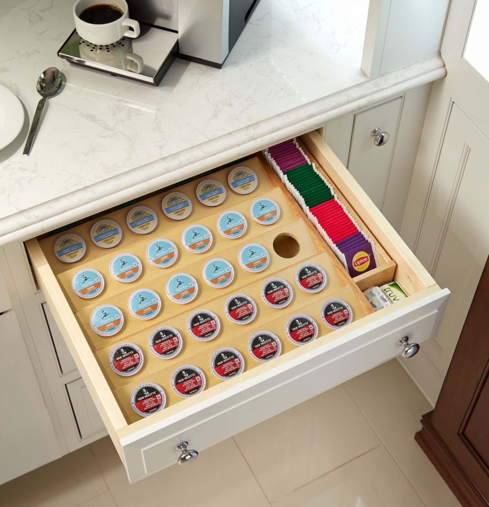 Pull out drawer with storage for K-cups