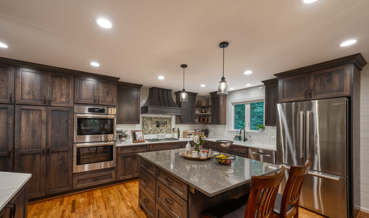 Kitchen remodel, Fairfax Station, VA featuring Koch Imperial line cabinets with Charleston door style in a Stone stain color