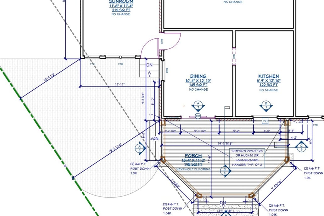 Setback lines for porch addition in Alexandria, VA