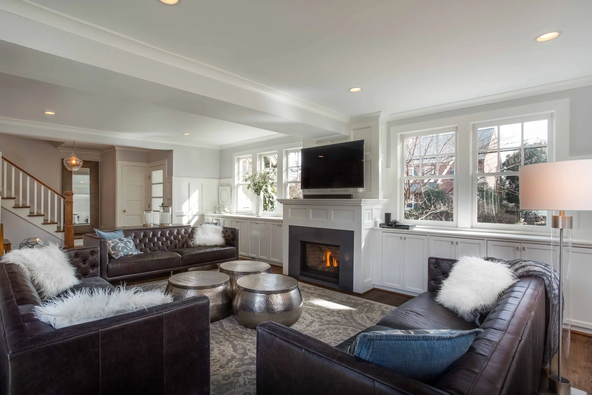 Custom interior remodeling, Alexandria, VA with Regency fireplace insert and custom mantle.