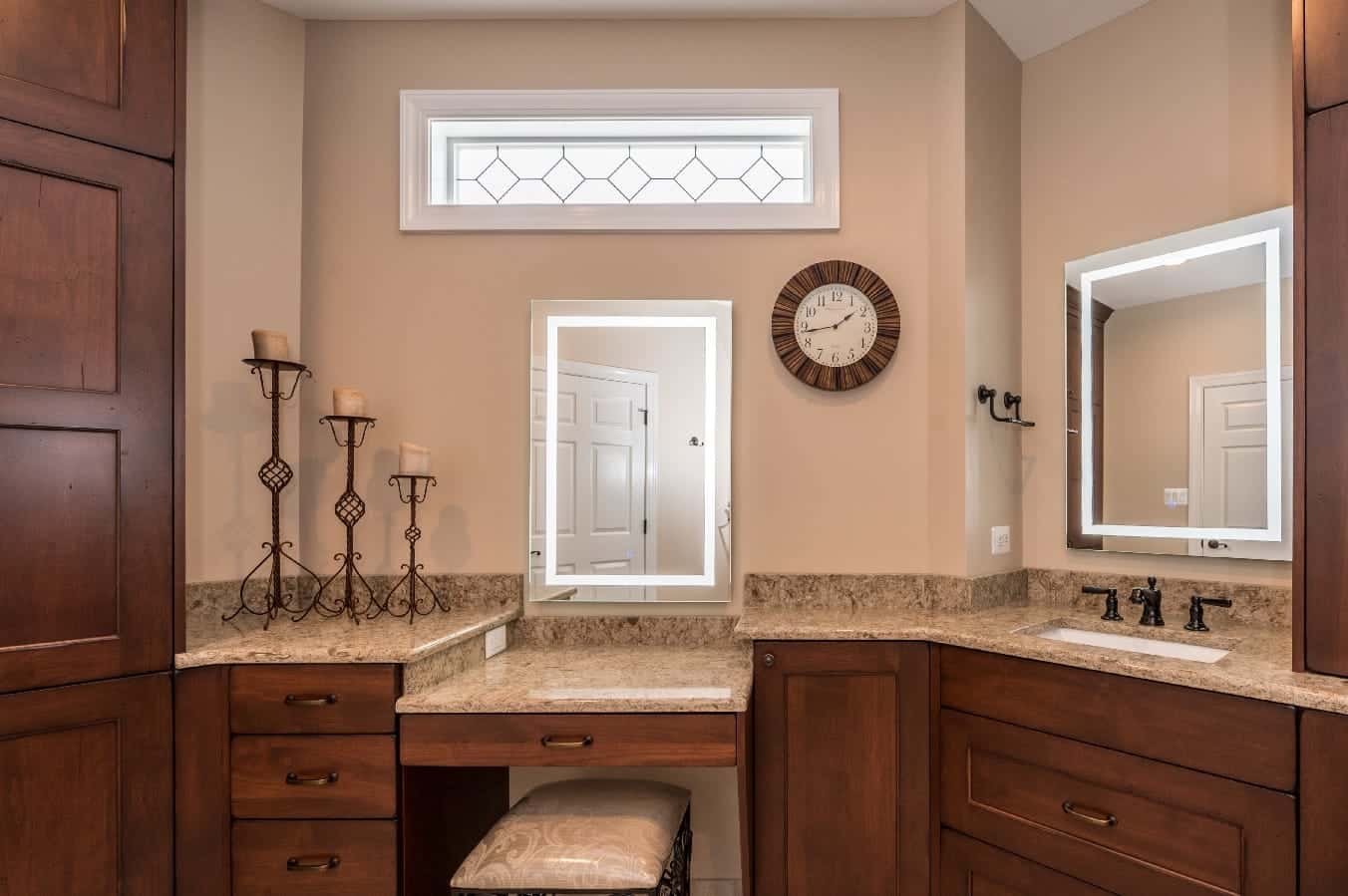 Luxurious primary bath remodel with traditional finishes and oil rubbed bronze fixtures