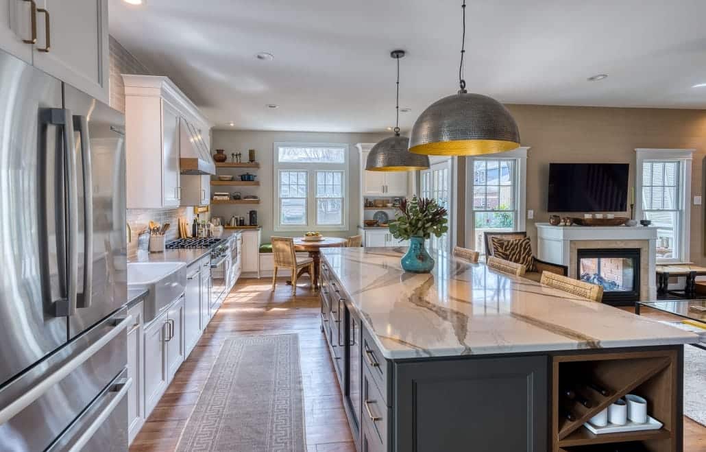 Alexandria, VA custom kitchen remodel with Cambria Carrick island countertop.