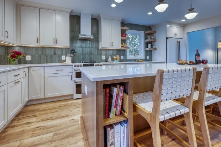 Kitchen remodel, Fairfax with custom island with cookbook storage