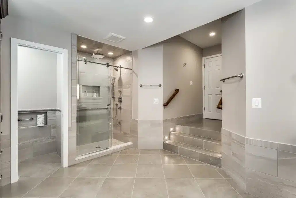 Primary Bath remodel Lorton, VA with Florida Tile in Maltese style with Roman gray color